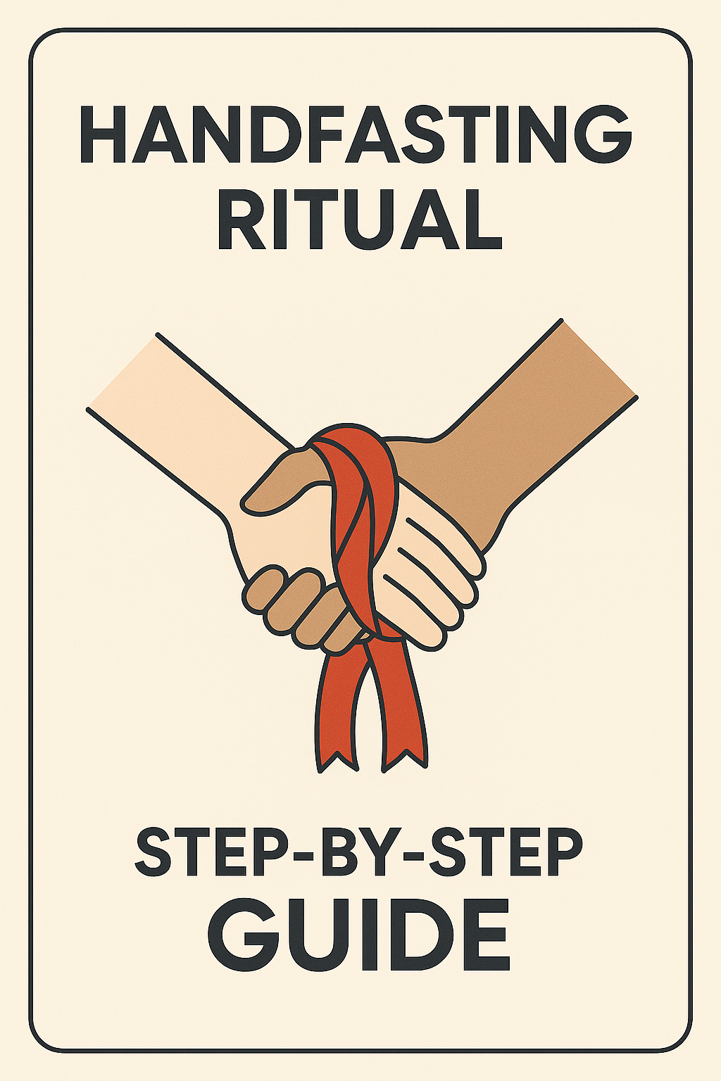 Completed handfasting ritual – couple’s hands bound with a cord, symbolizing love and marriage.